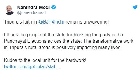 PM wants BJP workers across country to learn from Tripura