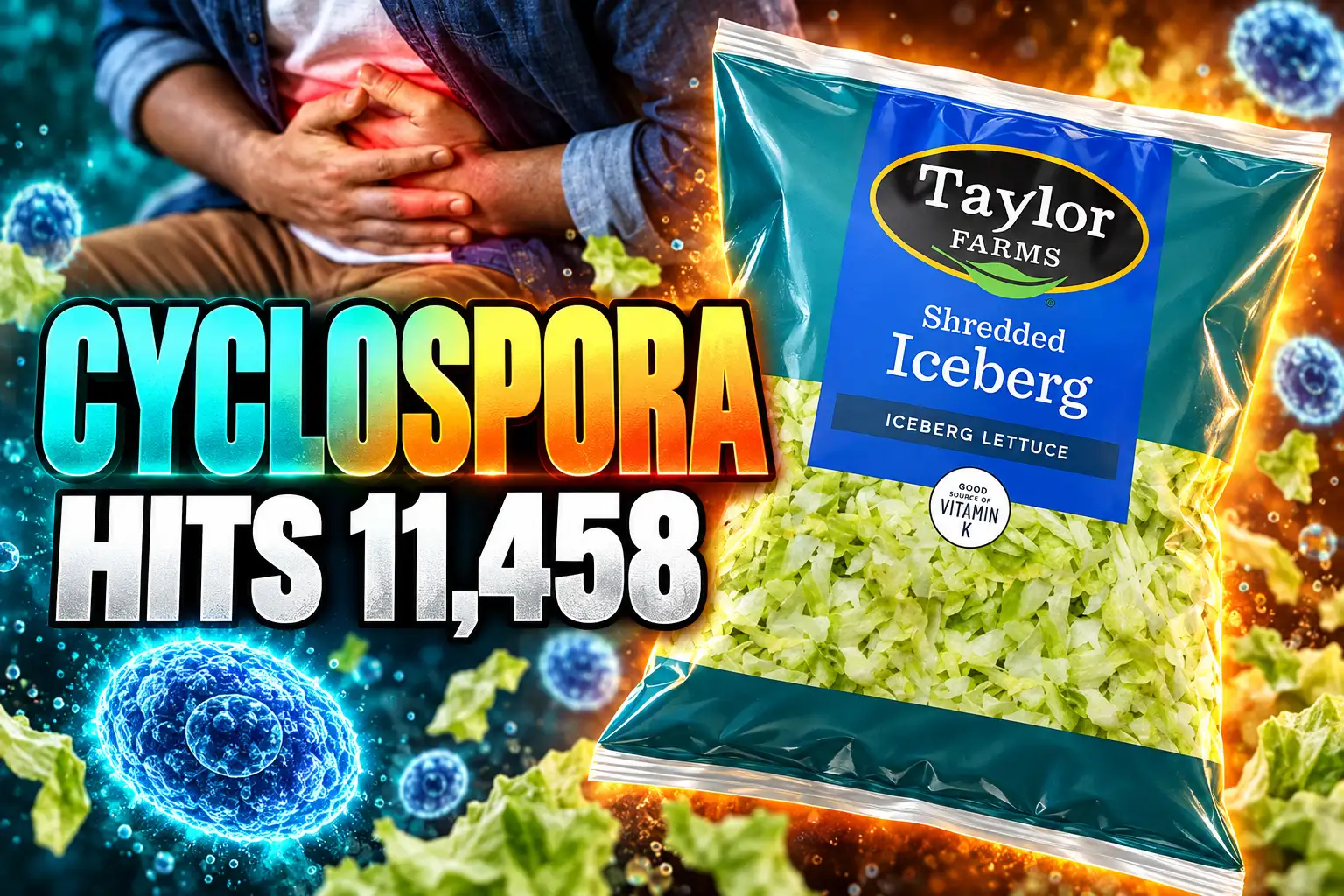 Taylor Farms iceberg lettuce cyclospora 11458 cases
