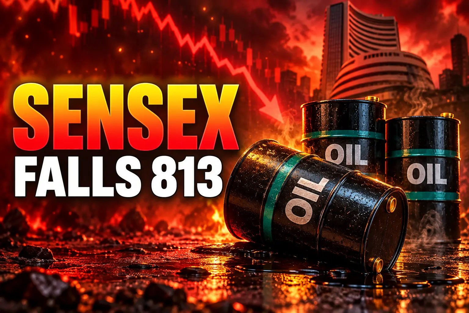 Sensex drop Indian crude basket 108.91 dollars