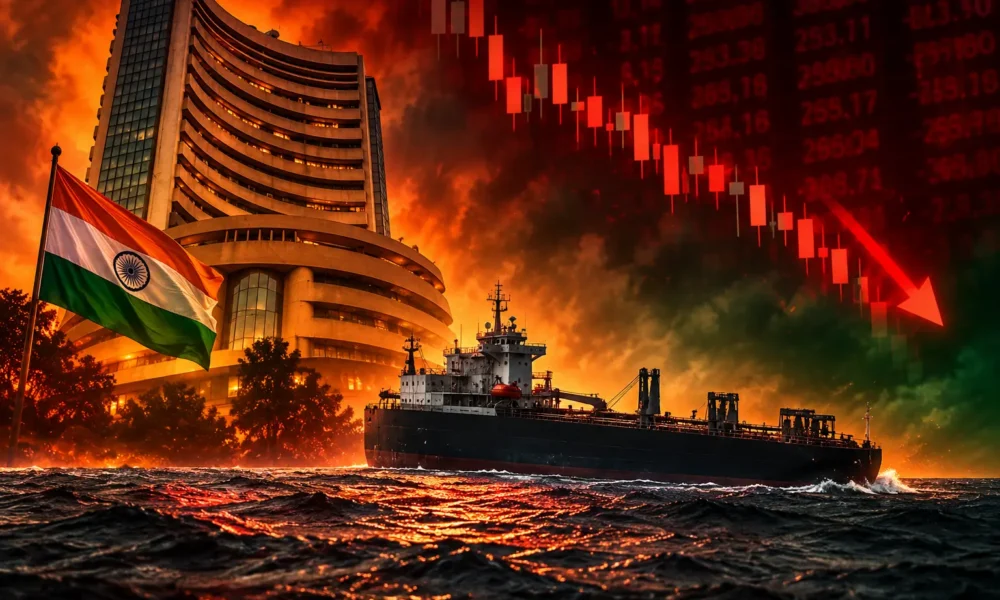 Sensex falls 555 points as oil hits 98
